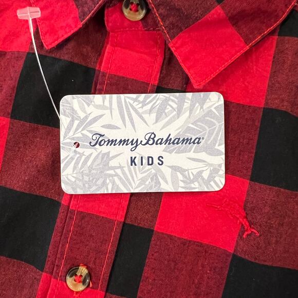 NWT Tommy Bahama Kids Red/Black Buffalo Plaid Button Up Shirt - SIZE XS (4) - Picture 6 of 6